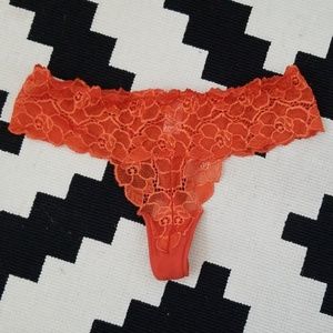 Victoria's Secret || Orange Floral Lace Thong